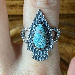 Natural Blue Moon Turquoise Sterling Silver Ring Size 8